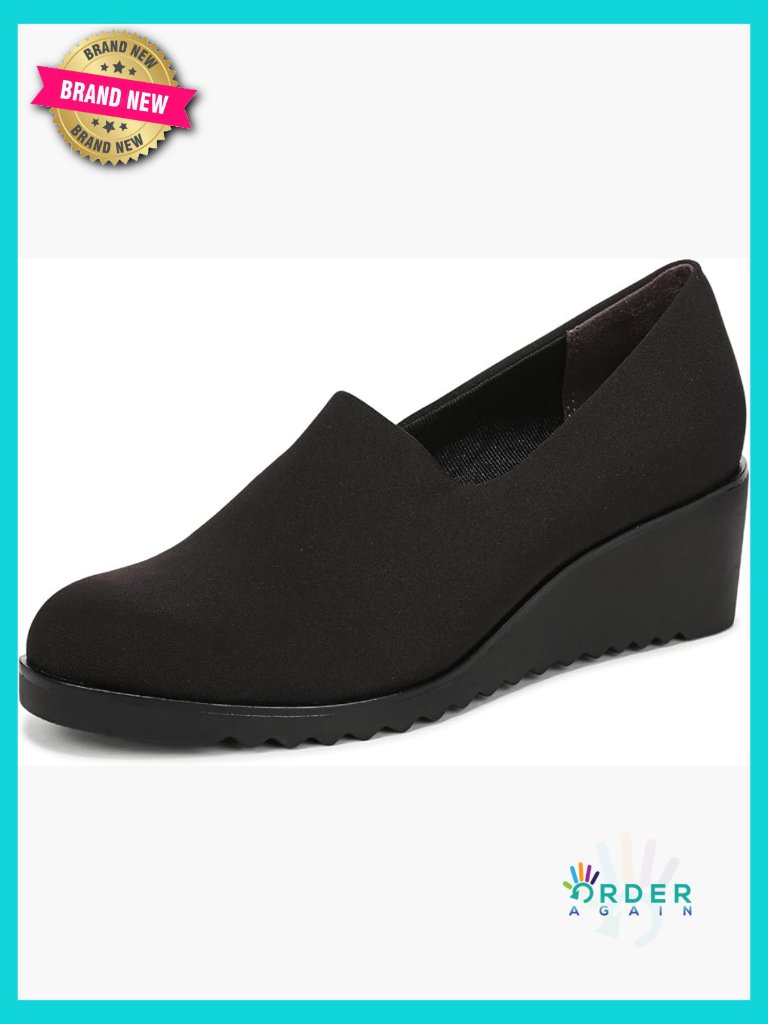 Wedge Loafer Comfort Cushion Classic Work Shoes Slip On Chunky Heel